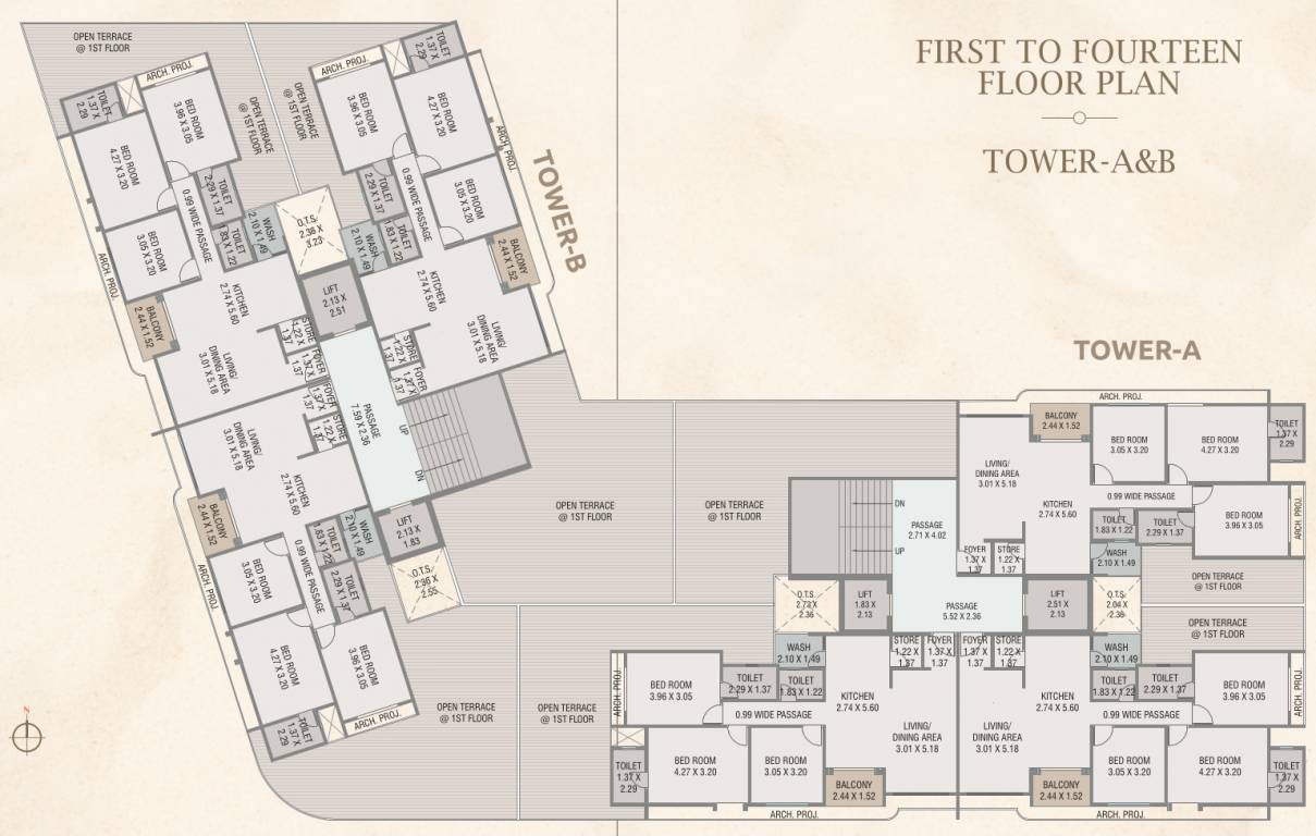  meridian A, B Cluster Plan From 1st To 14th Floor