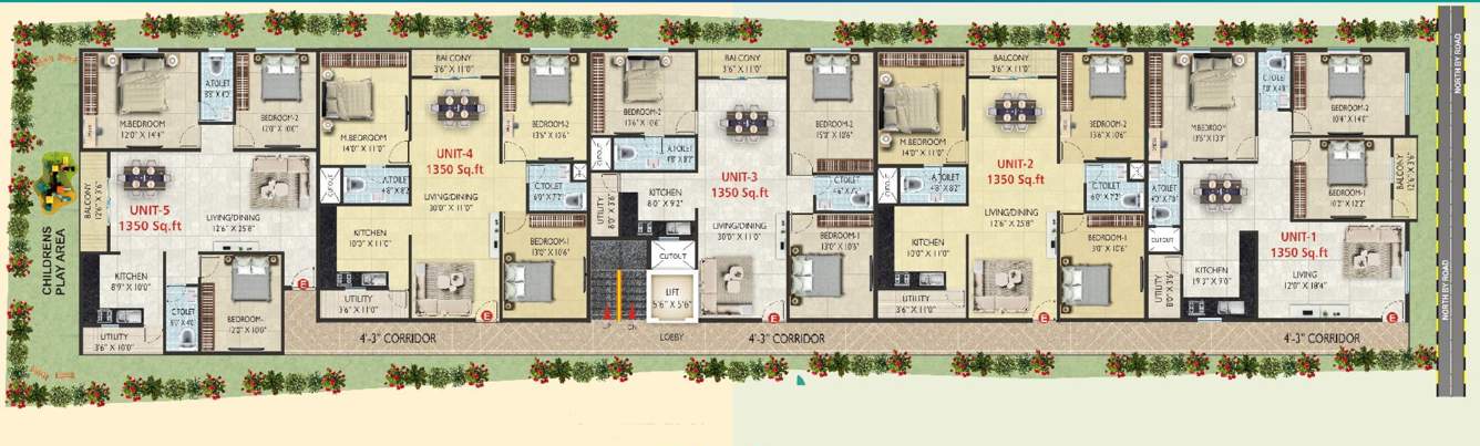  s s nandakam residency S S Nandakam Typical Cluster Plan