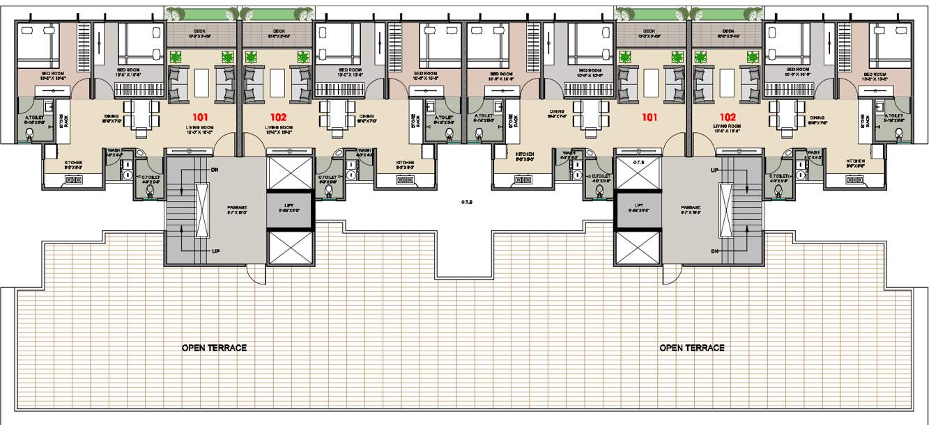  green valley mangalam park a and b building Block A And B Cluster Plan For 5th Floor