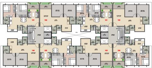  green-valley-mangalam-park-a-and-b-building Block A And B Cluster Plan From 2nd To 4th Floor