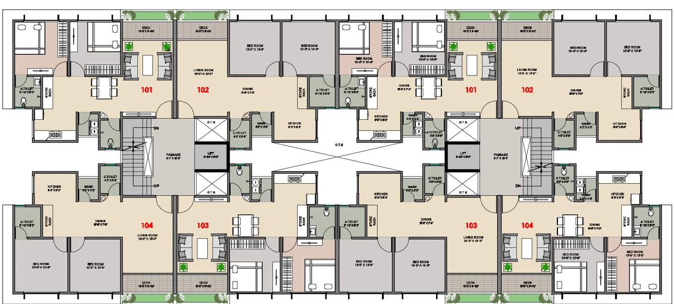  green valley mangalam park a and b building Block A And B Cluster Plan From 2nd To 4th Floor