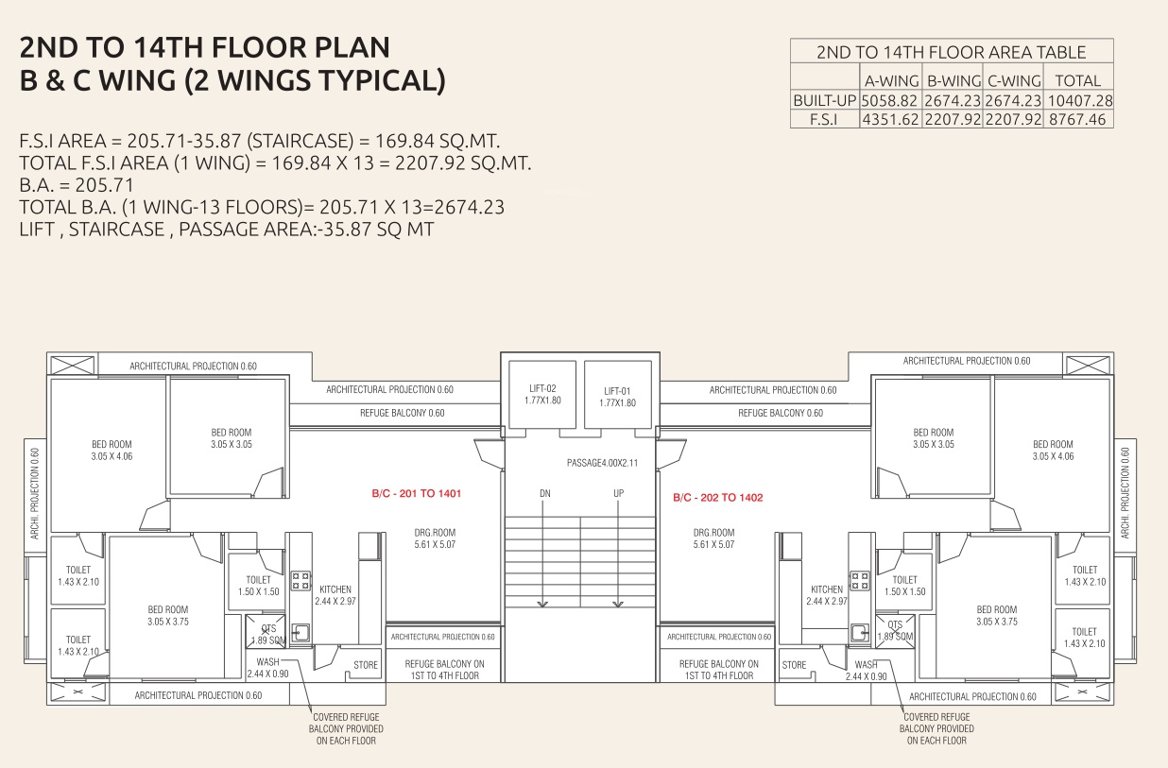  eshanya solitaire Wing B And Wing C Cluster Plan from 2nd to 14th Floor