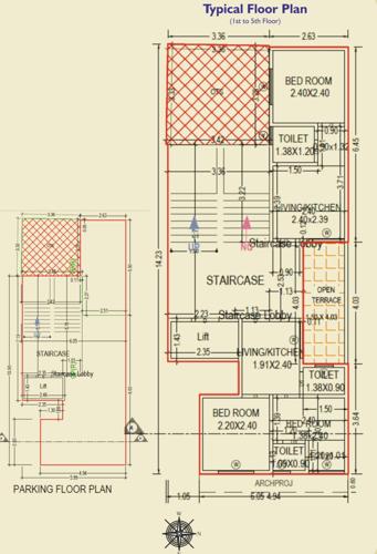  kedarnath-residency Kedarnath Residency Cluster Plan from 1st to 5th Floor