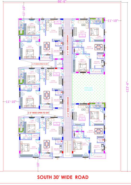  bhargav temple tree Shiva Bhargav Temple Tree Cluster Plan from 1st to 5th Floor
