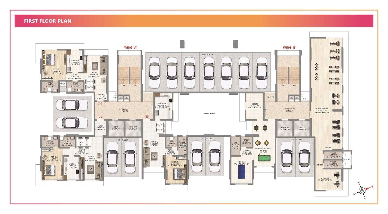  anuvidnyan nagar co op housing society ltd Wing A And Wing B Cluster Plan for 1st Floor
