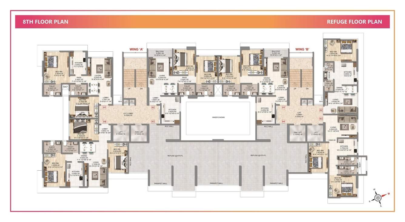  anuvidnyan nagar co op housing society ltd Wing A And Wing B Cluster Plan for 8th Floor