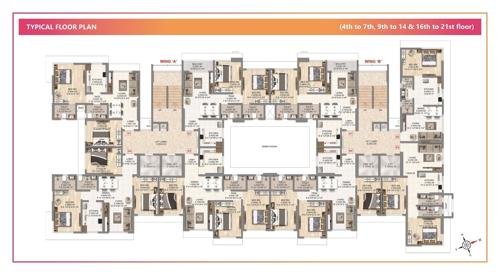  anuvidnyan-nagar-co-op-housing-society-ltd Wing A And Wing B Cluster Plan from 4th to 7th, 9th-14th, 16 to  21th Floor