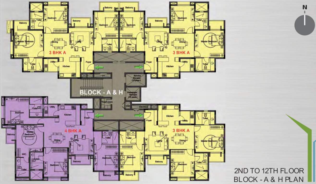 arista phase 1 Block A And H Cluster Plan From 2nd To 12th Floor