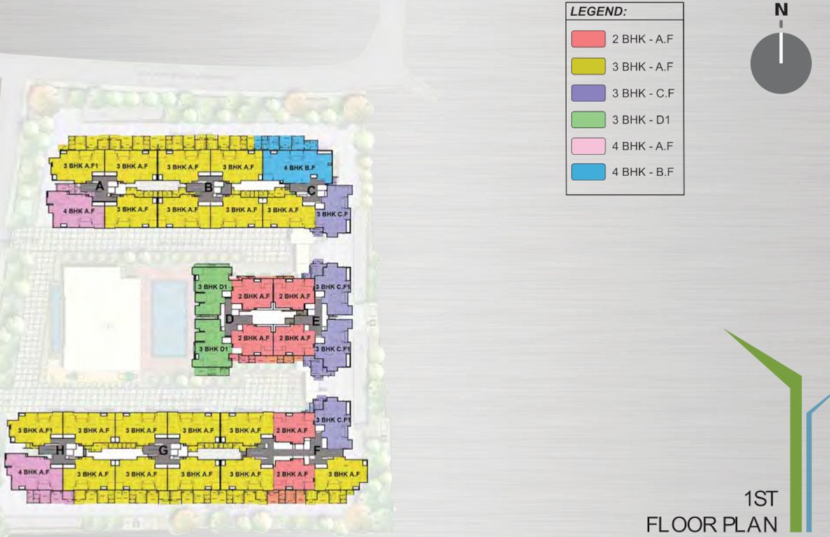 arista phase 1 Block A To H 1st Floor Cluster Plan