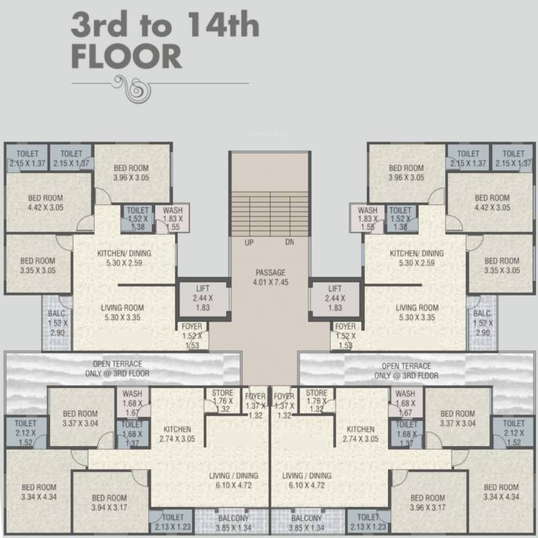  antilia Tower 1 Cluster Plan From 3rd To 14th Floor