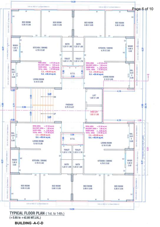  mantra dream homes A, C, D Cluster Plan From 1st To 14th Floor