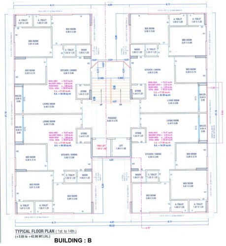  mantra-dream-homes B Cluster Plan From 1st To 14th Floor