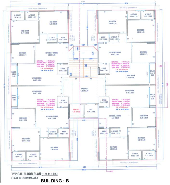 mantra dream homes B Cluster Plan From 1st To 14th Floor