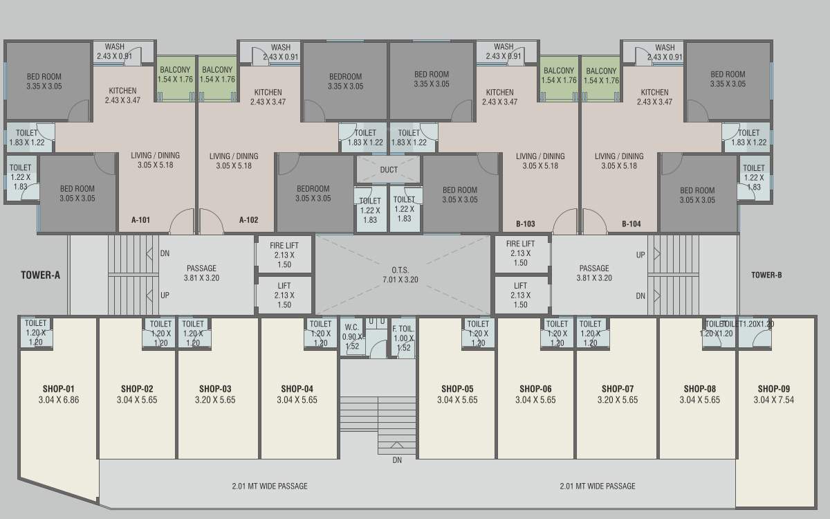  shree govardhan heights Block A And B Cluster Plan For 1st Floor