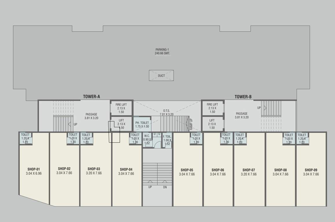  shree govardhan heights Block A And B Cluster Plan For Ground Floor