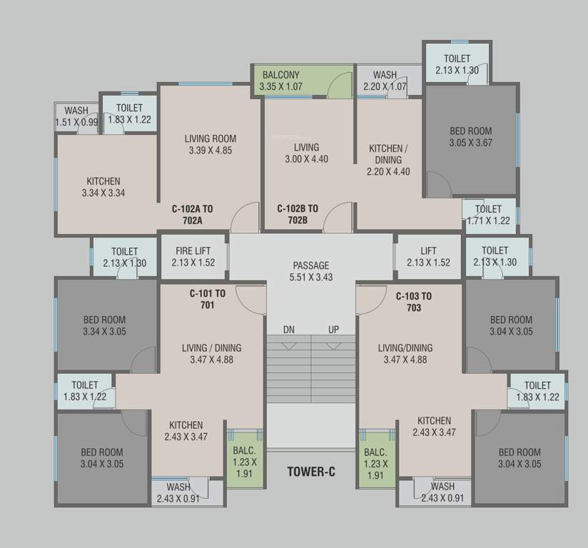  shree govardhan heights Block C Cluster Plan From 1st To 7th Floor