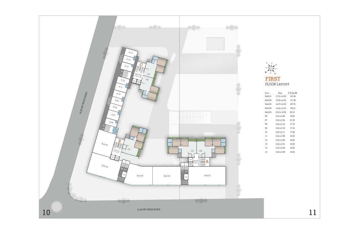  omkara skylines Block A , Block B, Block C Cluster Plan for 1st Floor
