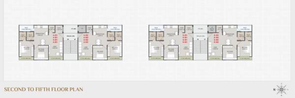  residency Block A And Block B Cluster Plan from 2nd to 5th Floor