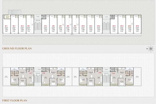  residency Block A And Block B Cluster Plan from ground to 1st Floor