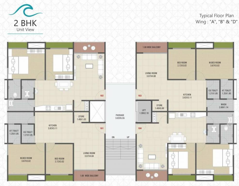  avenue A, B, D Typical  Cluster Plan