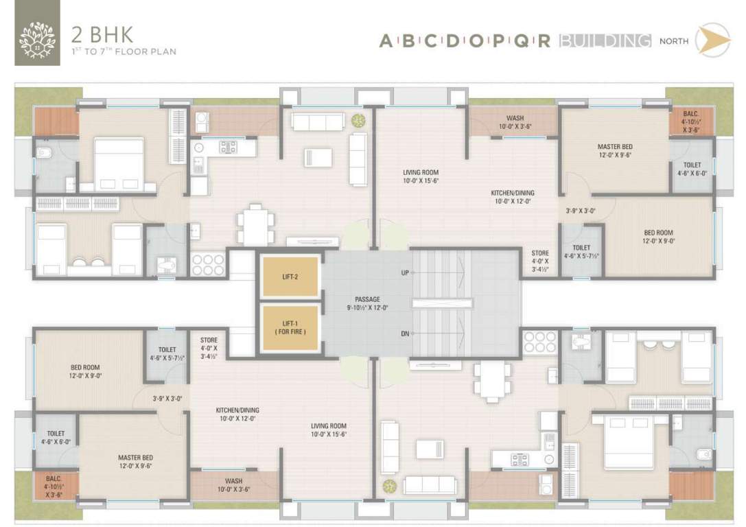  shreefal residency A, B, C, D, O, P, Q, R Cluster Plan From 1st To 7th Floor