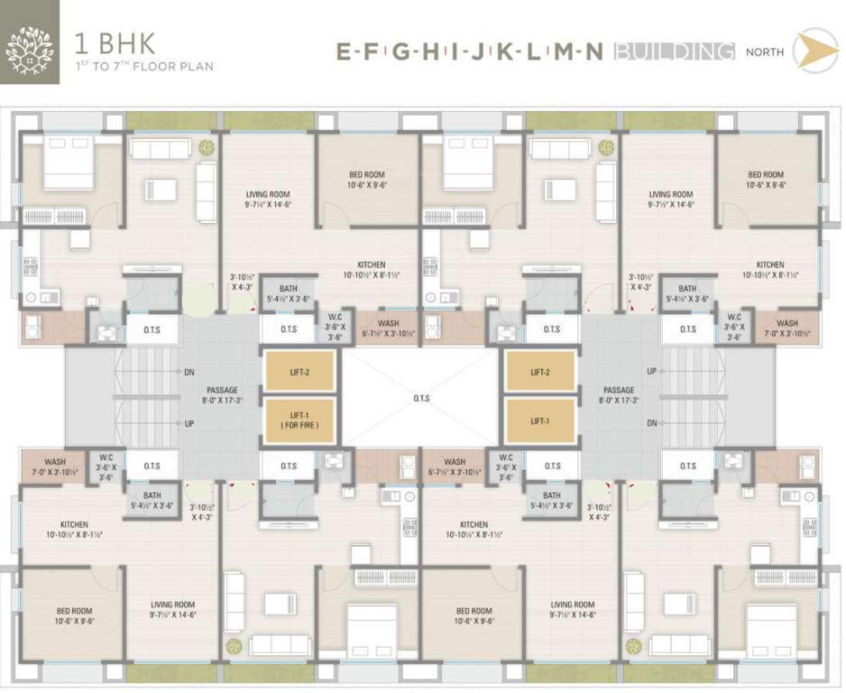  shreefal residency E, F, G, H, I, J, K, L, M, N Cluster Plan From 1st To 7th Floor