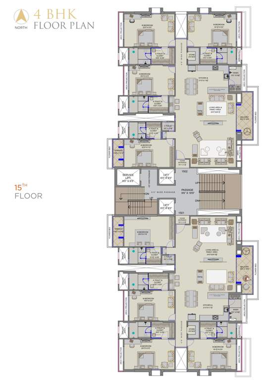  antriksh luxuria Antriksh Luxuria Cluster Plan For 15th Floor