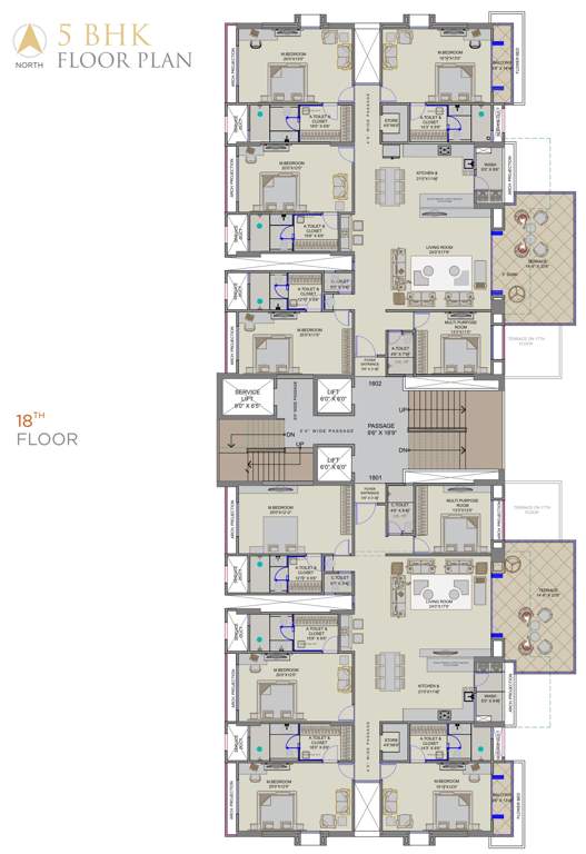  antriksh luxuria Antriksh Luxuria Cluster Plan For 18th Floor