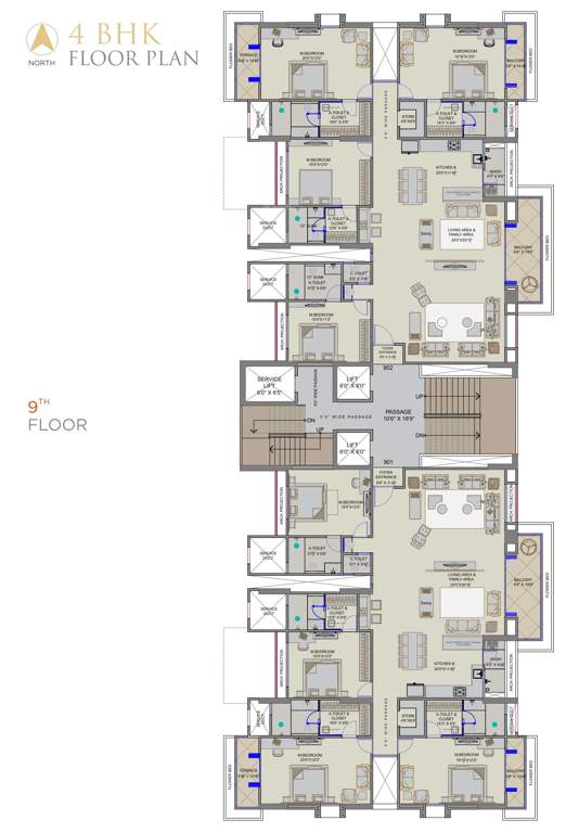  antriksh luxuria Antriksh Luxuria Cluster Plan For 9th Floor