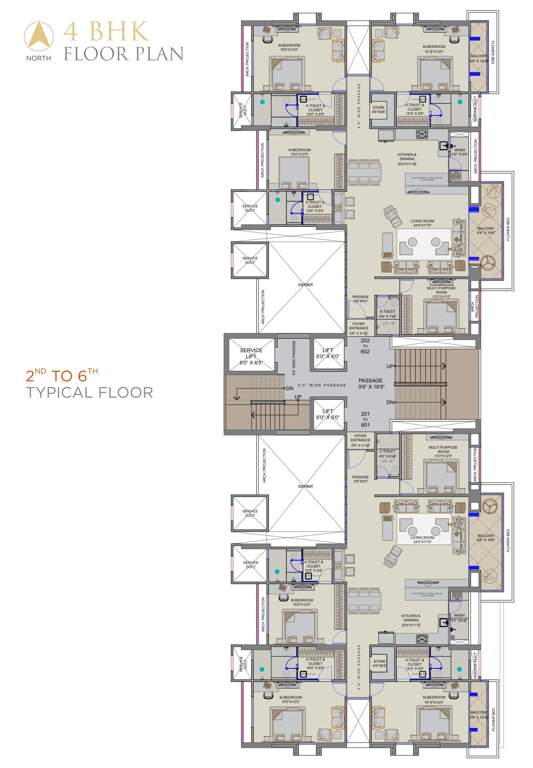  antriksh luxuria Antriksh Luxuria Cluster Plan From 2nd To 6th Floor