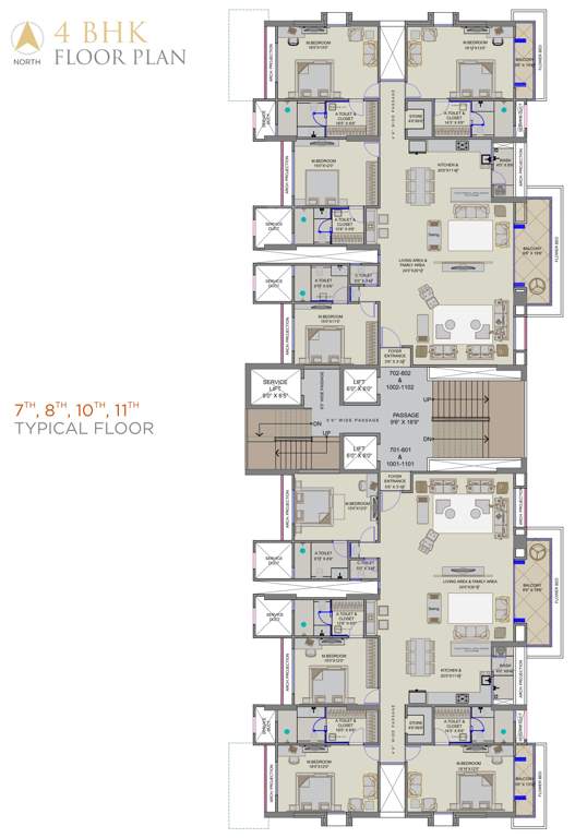  antriksh luxuria Antriksh Luxuria Cluster Plan From 7th To 11th Floor Except 9th Floor