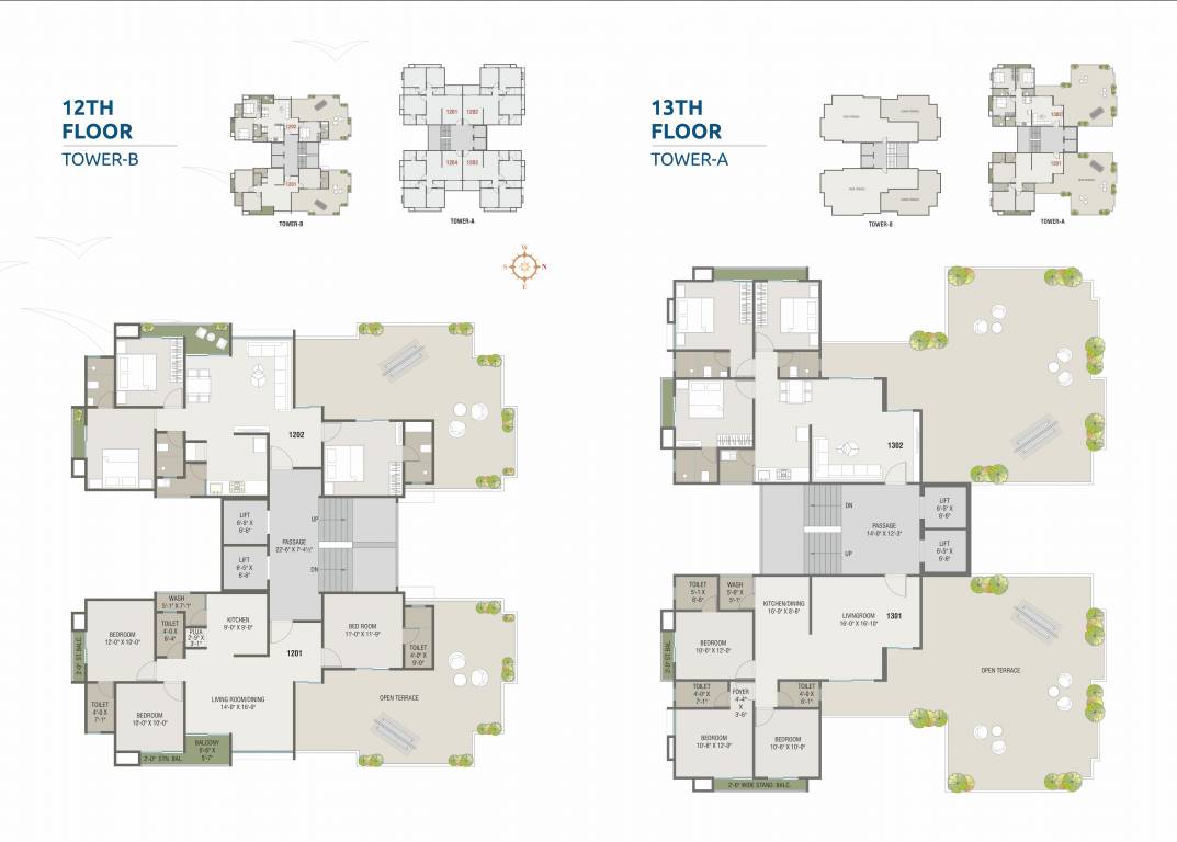  hari darshan sky A & B Cluster Plan from 12th to 13th Floor