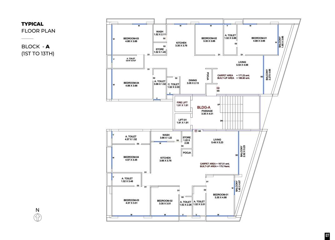  arbor Block A Cluster Plan from 1st to 13th Floor