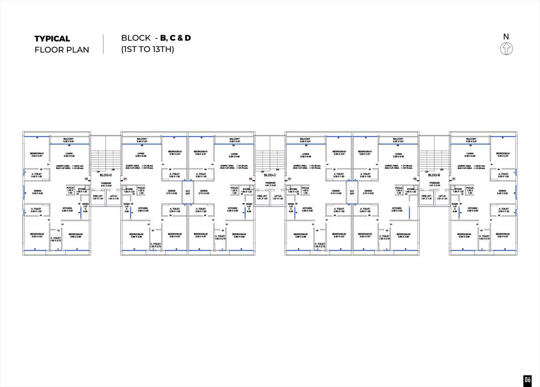  arbor Block B, Block C, Block D  Cluster Plan from 1st to 13th Floor