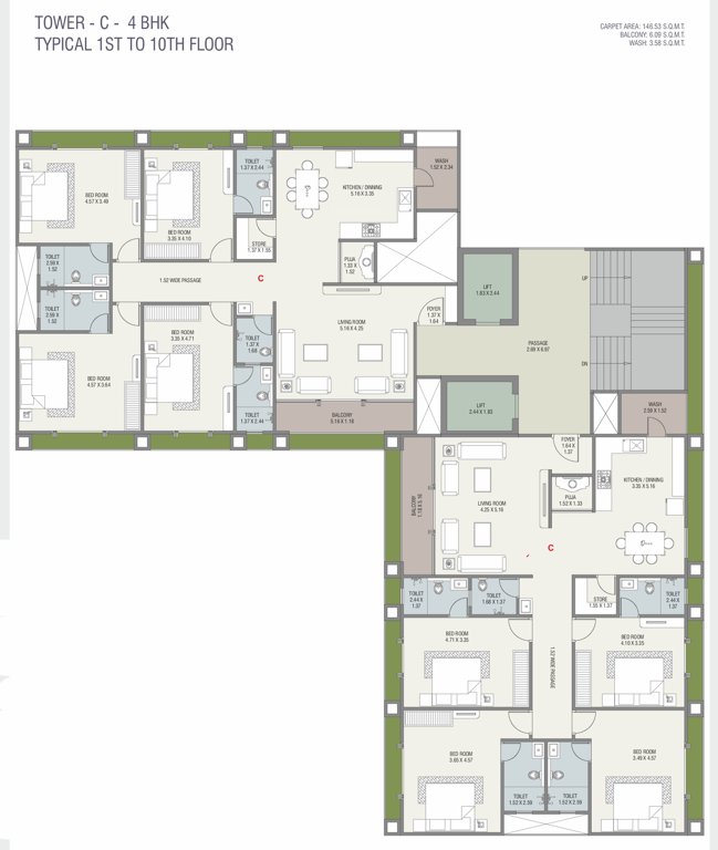  alokya C Cluster Plan From 1st To 10th Floor