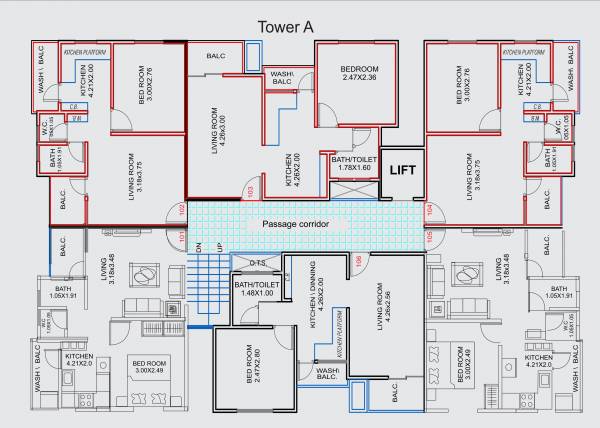  residency Block A Cluster Plan from 2nd to 5th Floor