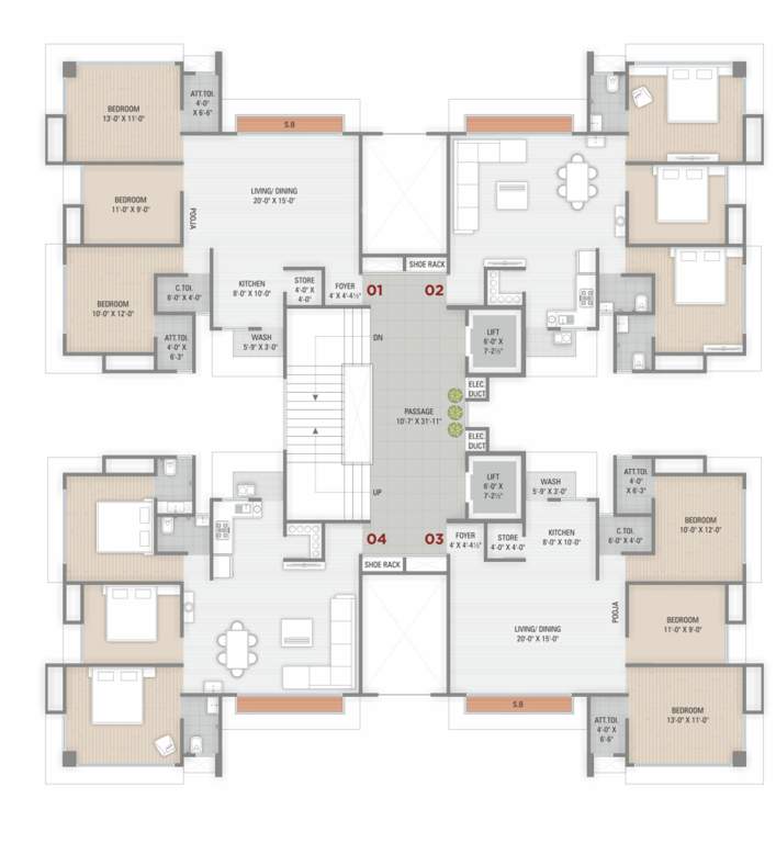  northern skyline Block A Cluster Plan for Typical Floor
