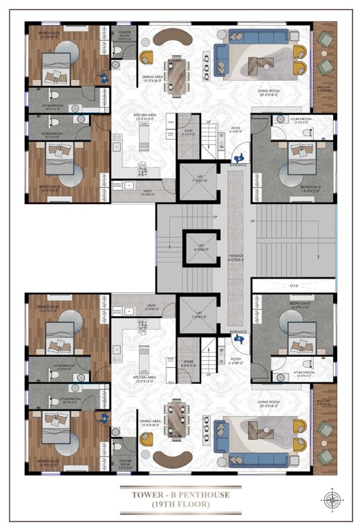  eronzza B Cluster Plan For 19th Floor