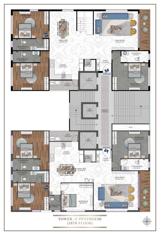  eronzza C Cluster Plan For 18th Floor