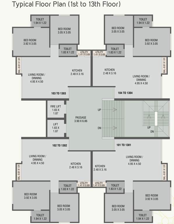  shantanu green phase 3 F Cluster Plan From 1st To 13th Floor