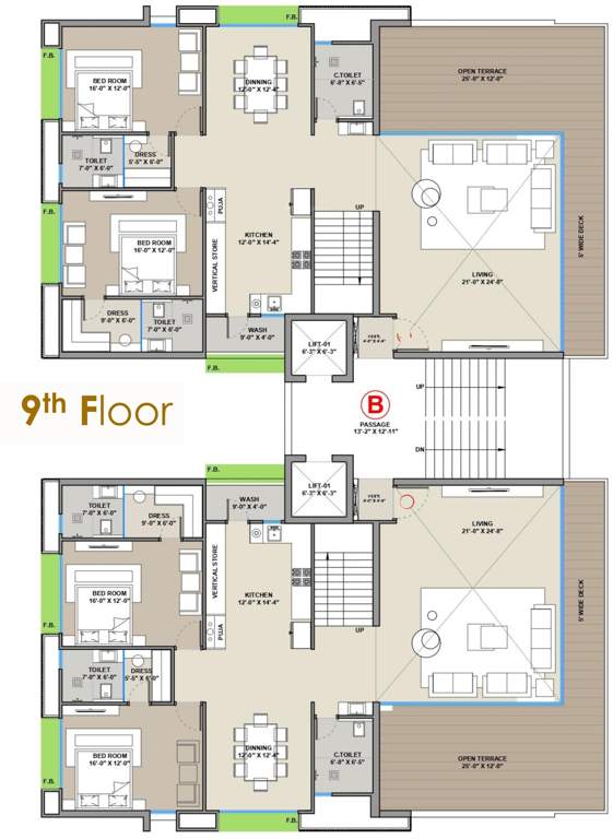  the lifestyle B Cluster Plan For 9th Floor