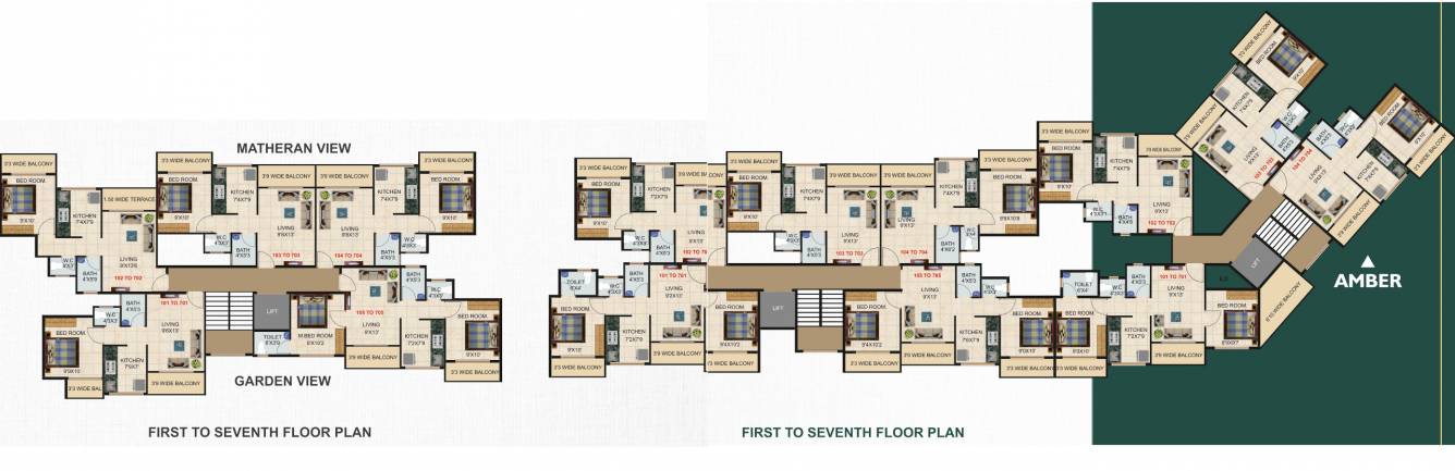 madina complex Building No 1 Cluster Plan from 1st to 7th Floor