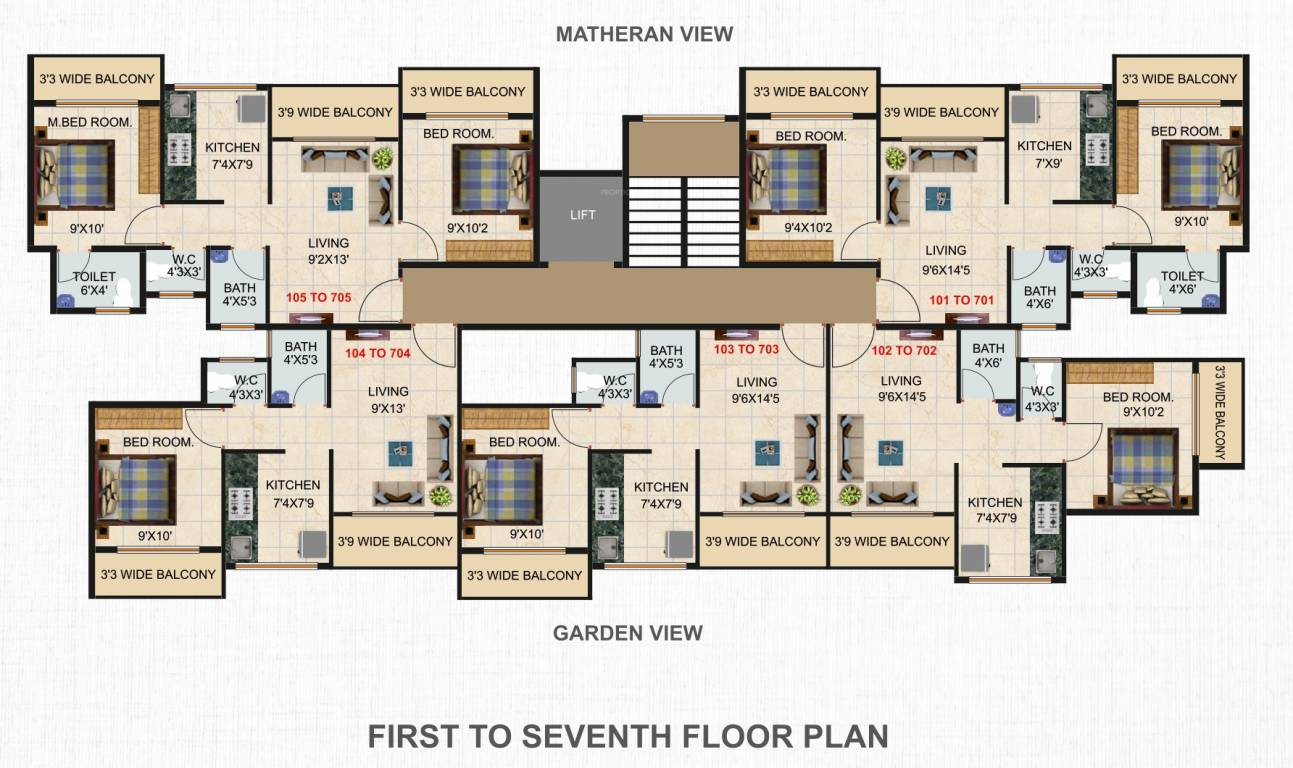 madina complex Building No 2 Cluster Plan from 1st to 7th Floor
