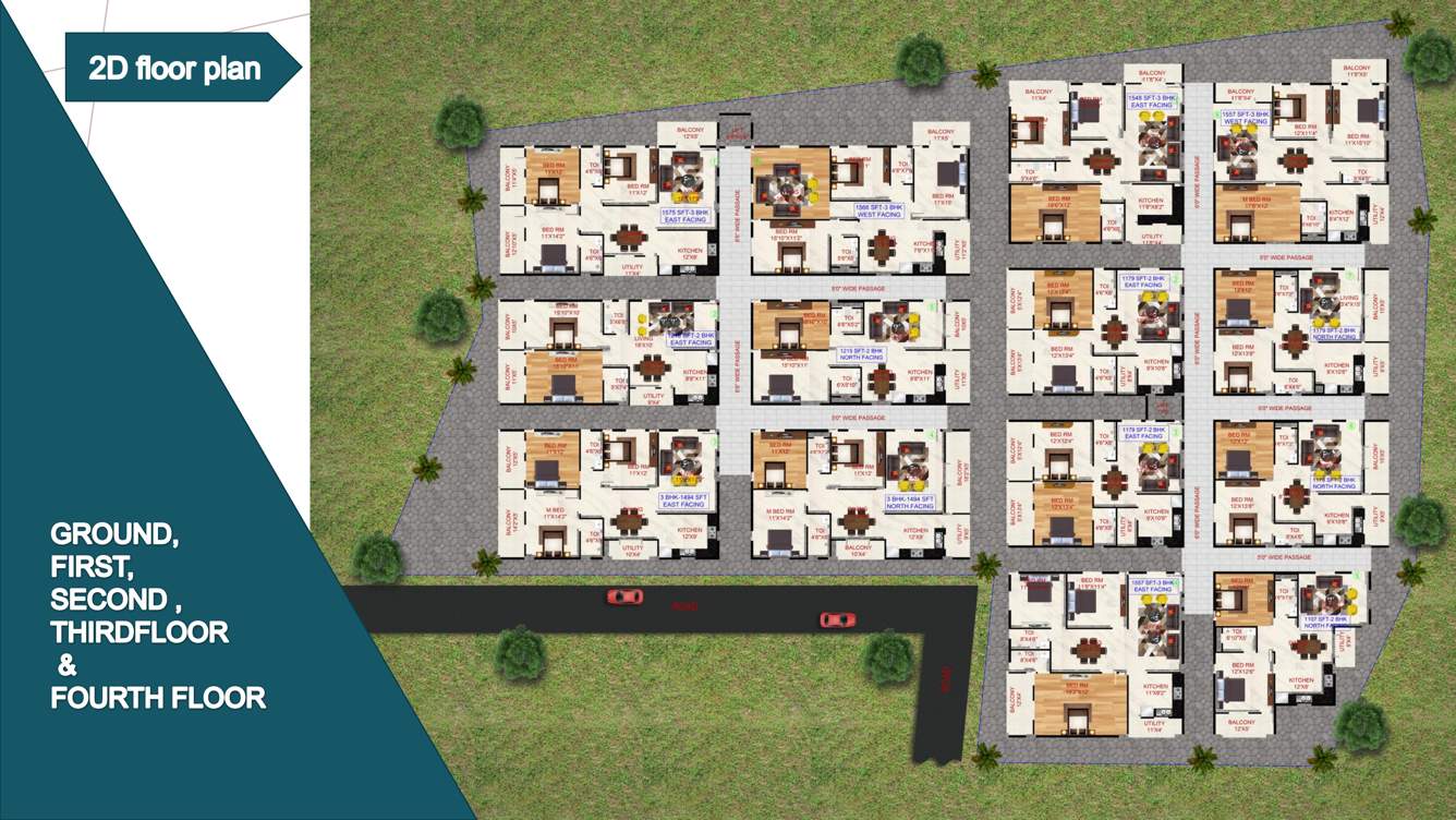  happy homes varenya Block A And B Cluster Plan from ground to 4th Floor