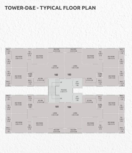  amardeep-landmark-phase-ii Tower D E Cluster Plan from 1st to 7th Floor