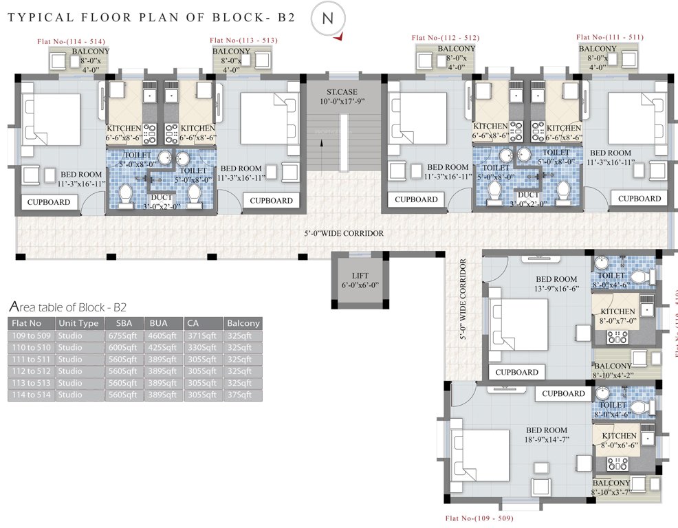 sudarshan Block B1 And B2 Cluster Plan from 1st to 5th Floor