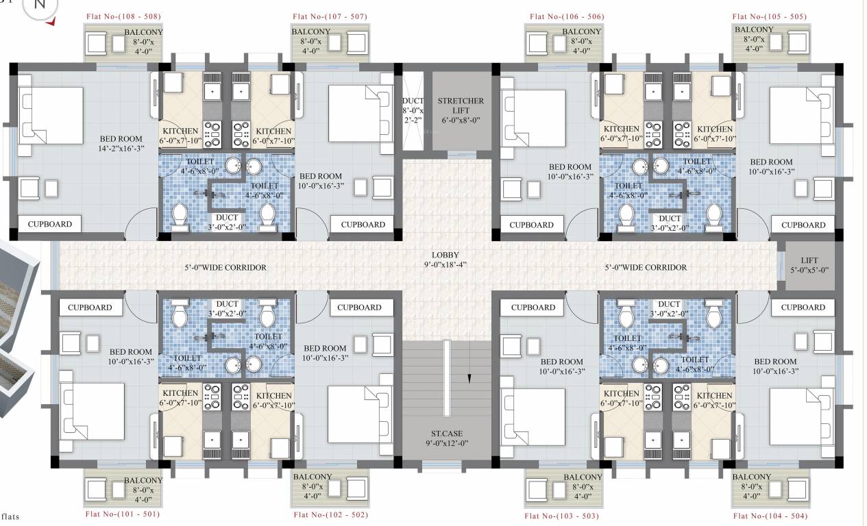 sudarshan Block B1 And B2 Cluster Plan from 1st to 5th Floor