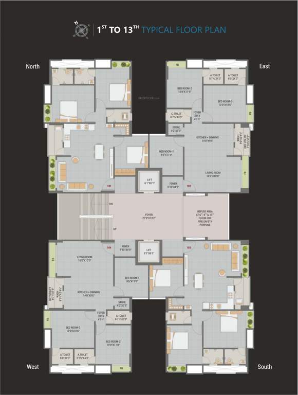  prince avenue Prince Avenue Cluster Plan from 1st to 13th Floor
