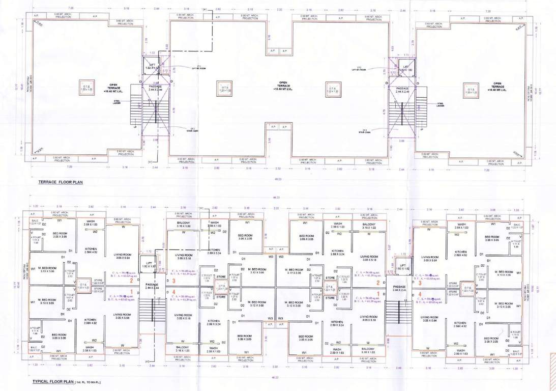  residancy phase 4 Block N And Block O Cluster Plan from 1st to 5th Floor