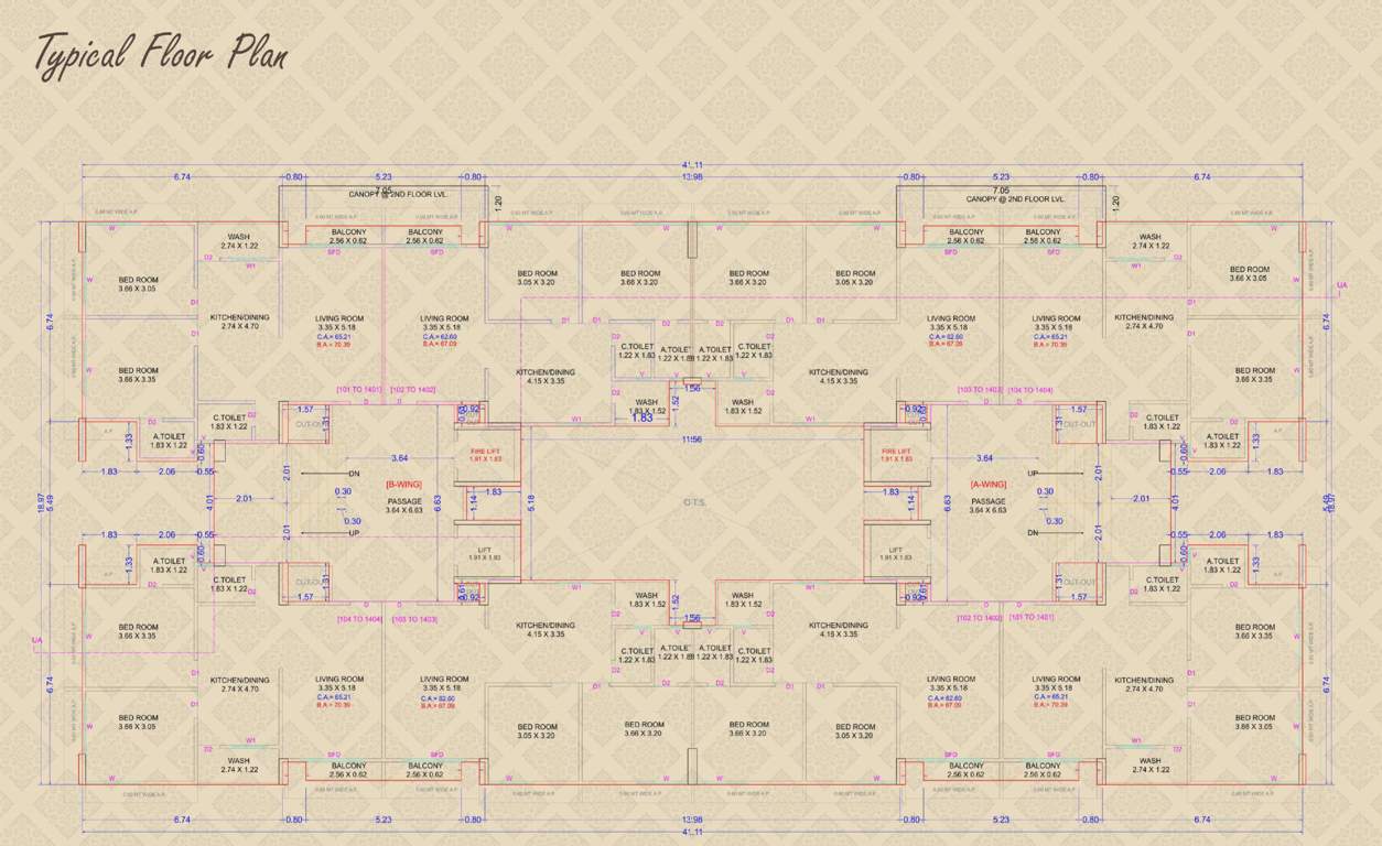  imperia Block A & B Typical Floor Cluster Plan